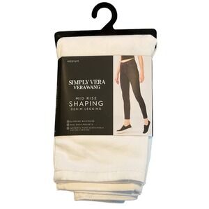 New Simply Vera Wang Mid Rise Shaping Denim Leggings White Women's‎ Medium NWT